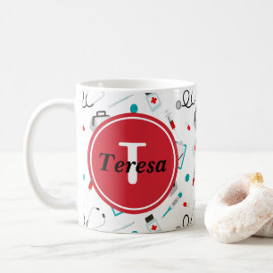 Cute Nurse Monogram add name coffee mug