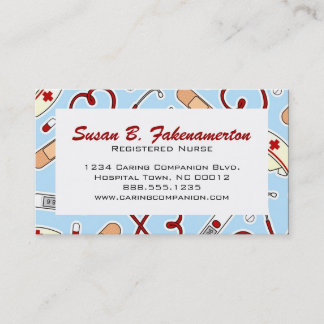 Cute Nurse or Caregiver Blue Business Card