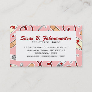 Cute Nurse or Caregiver Pink Business Card