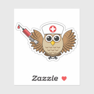 Cute Nurse Owl with Syringe Cartoon