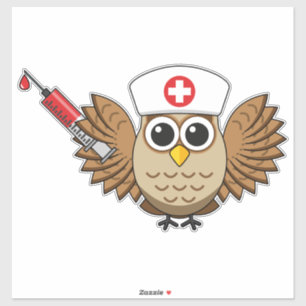 Cute Nurse Owl with Syringe Cartoon