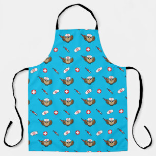 Cute Nurse Owl with Syringe Cartoon Apron