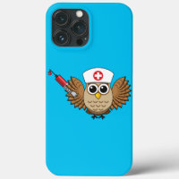 Cute Nurse Owl with Syringe Cartoon