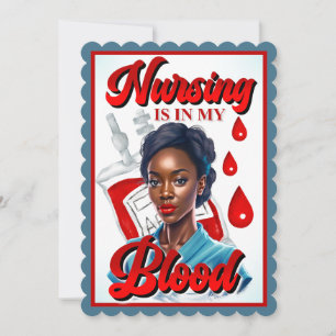 Cute Nurse Pinup_ It's in my blood Thank You Card