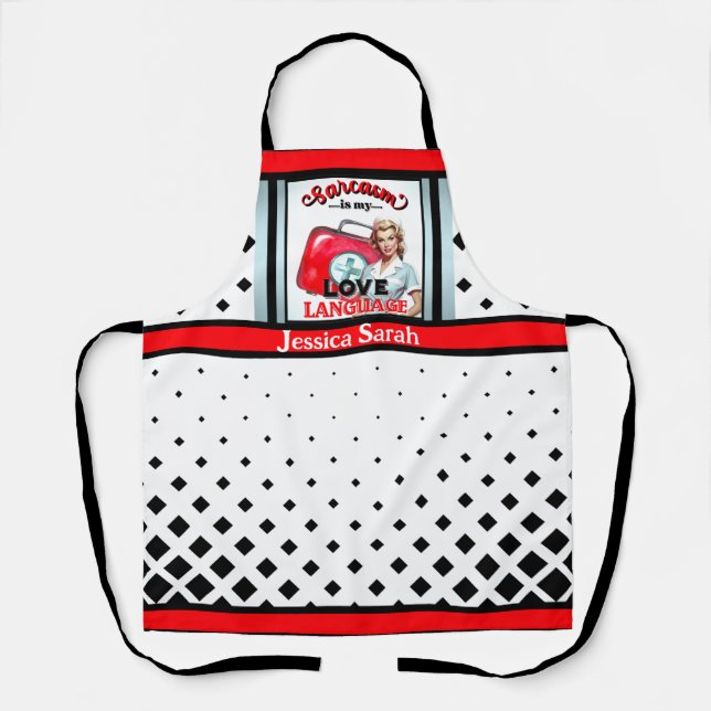 Cute Nurse Pinup_ Love Language Apron (Front)
