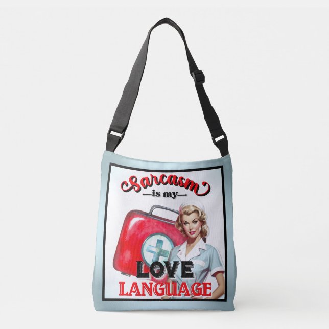 Cute Nurse Pinup_ Love Language Crossbody Bag (Front)