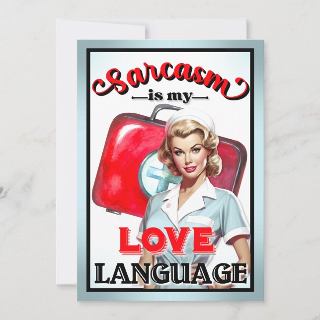 Cute Nurse Pinup_ Love Language Thank You Card (Front)