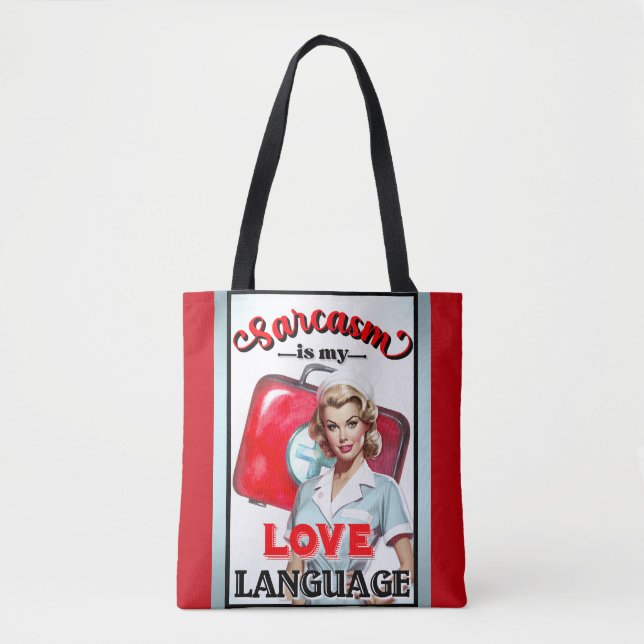 Cute Nurse Pinup_ Love Language Tote Bag (Front)