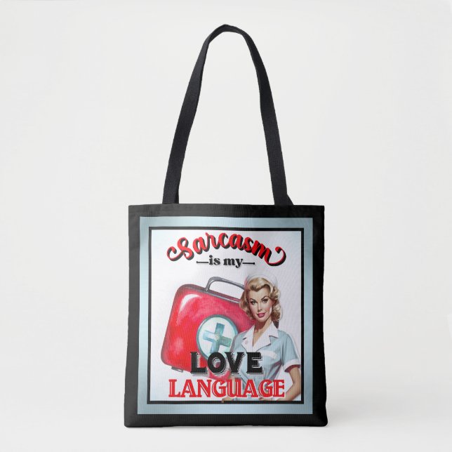 Cute Nurse Pinup_ Love Language Tote Bag (Front)