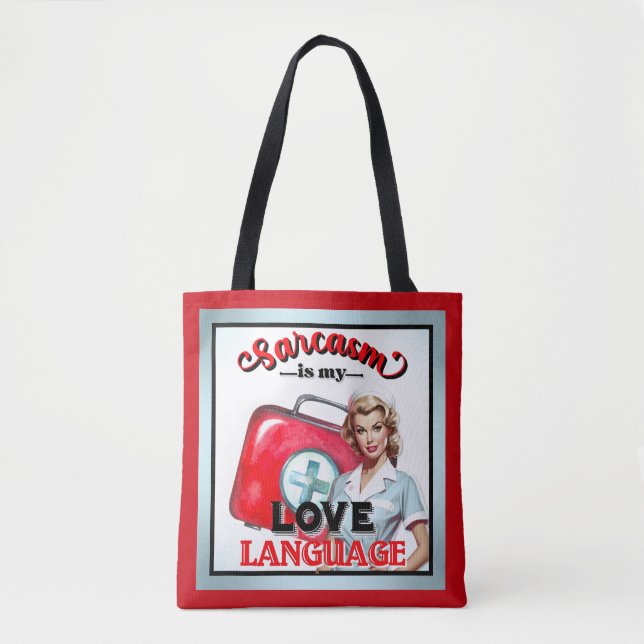 Cute Nurse Pinup_ Love Language Tote Bag (Front)