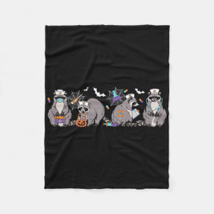 Cute Nurse Racoon Halloween Fleece Blanket