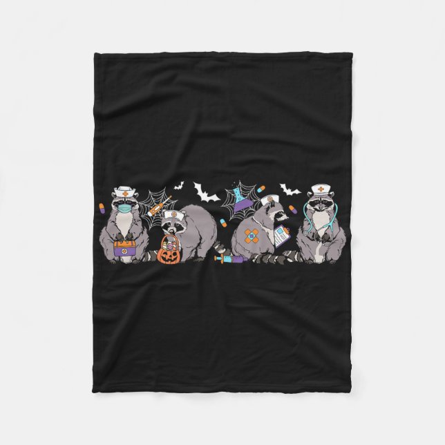 Cute Nurse Racoon Halloween  Fleece Blanket (Front)