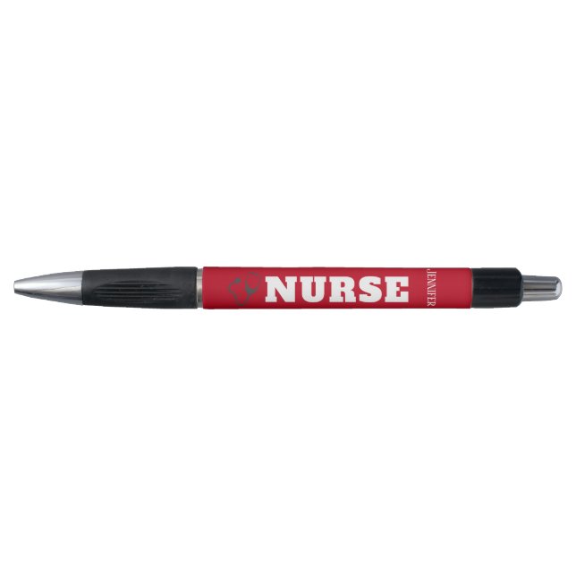 Cute Nurse Red Stethoscope Personalised Black Ink (Front)