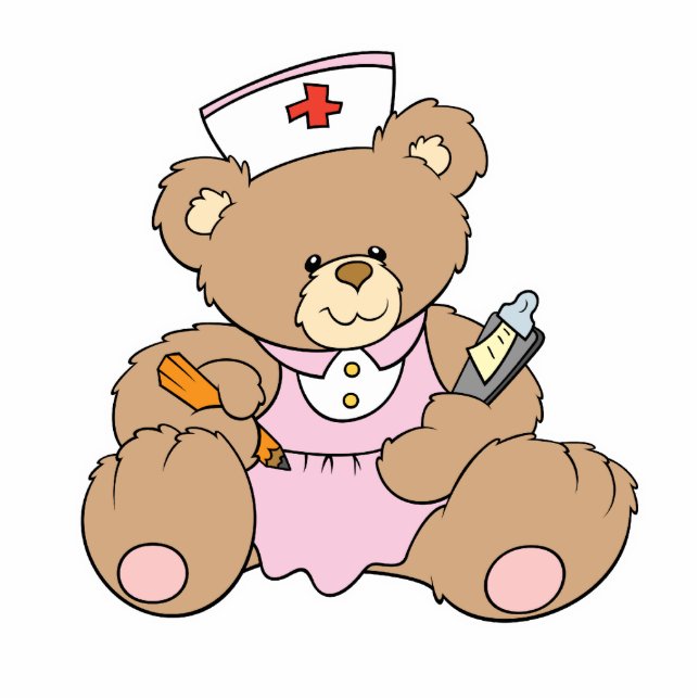 Cute Nurse RN Bear Standing Photo Sculpture (Front)