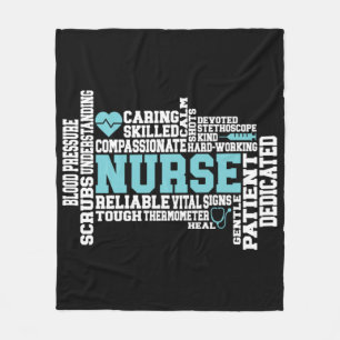 Cute Nurse RN LVN Nursing School Medical Fleece Blanket