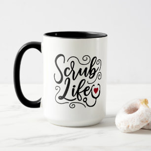 cute Nurse scrub life add monogram Mug