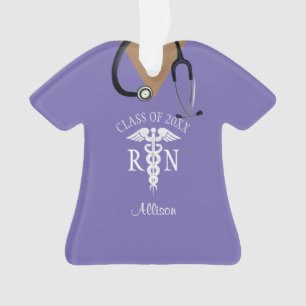 Cute Nurse Scrub Top Purple Personalised Ornament