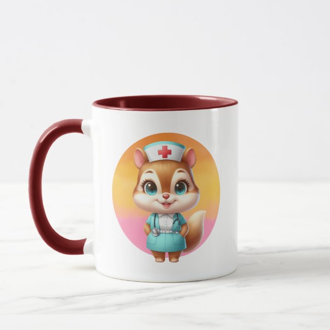 Cute Nurse squirrel add monogram Mug (Left)
