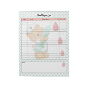 Cute Nurse Sugar Bear Blood Sugar Log Notepad