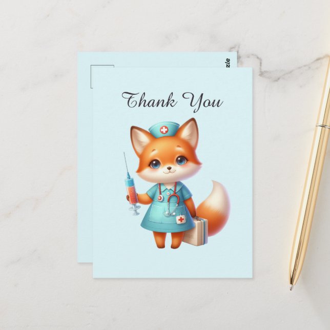 Cute Nurse thank you  Postcard (Front/Back In Situ)