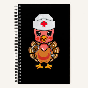 Cute Nurse Turkey For Women Nurse Cna Nicu Notebook