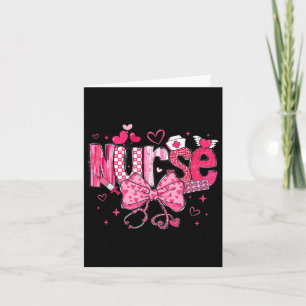 Cute Nurse Valentines Day Cute Coquette Stethoscop Card