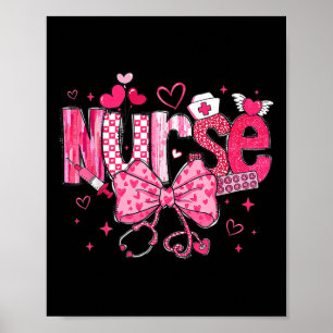 Cute Nurse Valentines Day Cute Coquette Stethoscop Poster