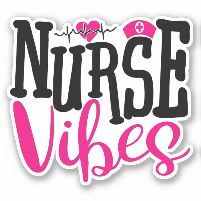 Cute Nurse Vibes Hot Pink Black Typography (Front)
