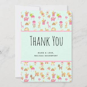 Cute Nursery Animals & Toys Pattern Thank You