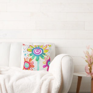 Cute Nursery Art colourful floral illustration Cushion