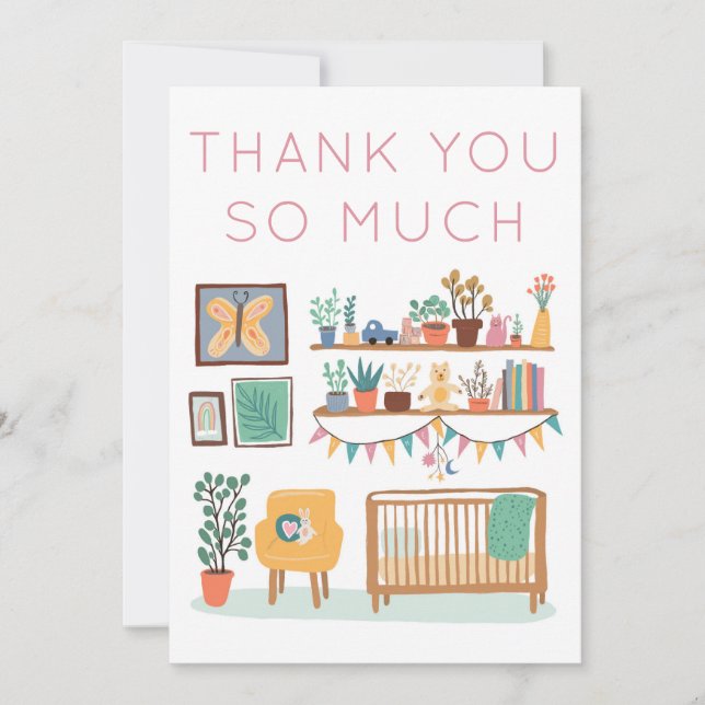 Cute Nursery BABY SHOWER GIFTS Thank You Card (Front)