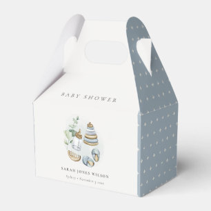 Cute Nursery Essential Leafy Blue Boy Baby Shower Favour Box
