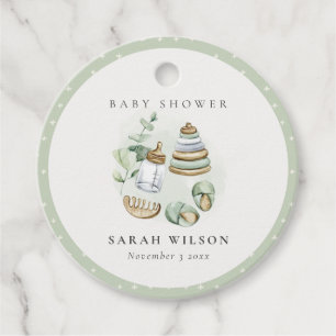 Cute Nursery Essential Leafy Green Baby Shower Favour Tags