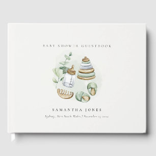 Cute Nursery Essential Leafy Green Baby Shower Guest Book