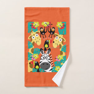 Cute nursery jungle animals decor bath towel set