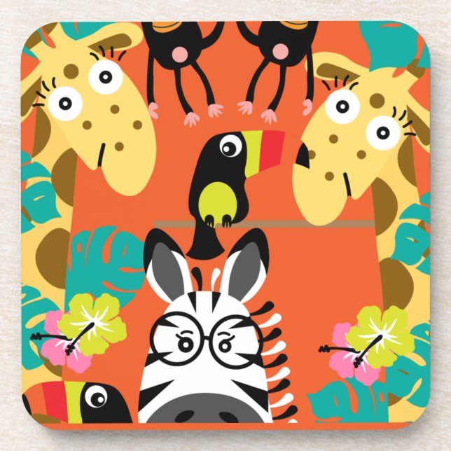 Cute nursery jungle animals decor   coaster (Front)