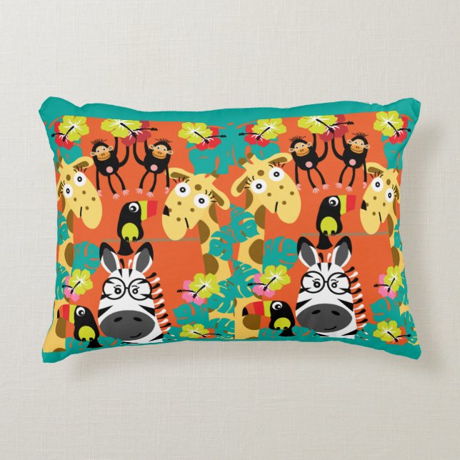 Cute nursery jungle animals decor cushion (Front)