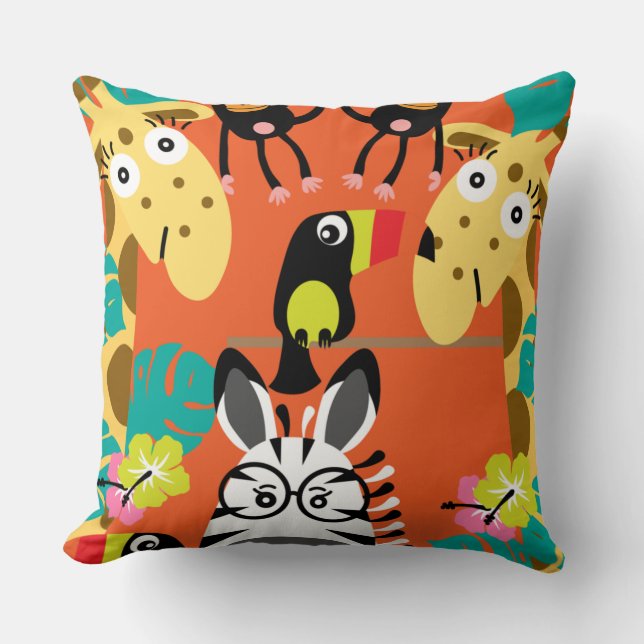Cute nursery jungle animals decor   cushion (Front)