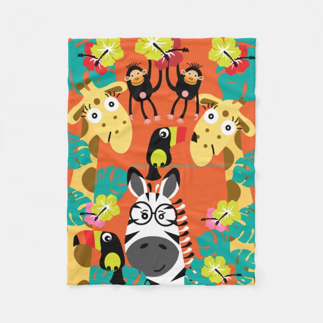 Cute nursery jungle animals decor   fleece blanket (Front)