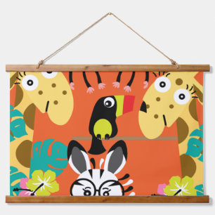 Cute nursery jungle animals decor hanging tapestry