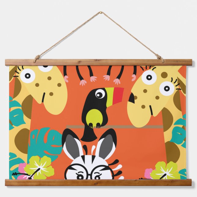 Cute nursery jungle animals decor   hanging tapestry (Front)