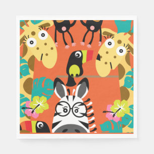 Cute nursery jungle animals decor napkin