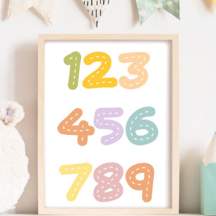 Cute Nursery Numbers Colourful  Poster