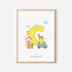 Cute Nursery Personalised Alphabet Letter C Poster