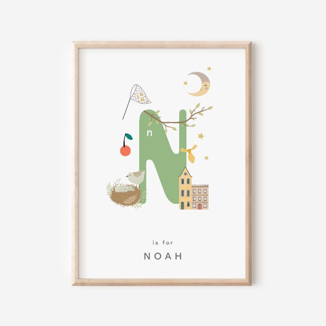 Cute Nursery Personalised Alphabet Letter N Poster (Creator Uploaded)