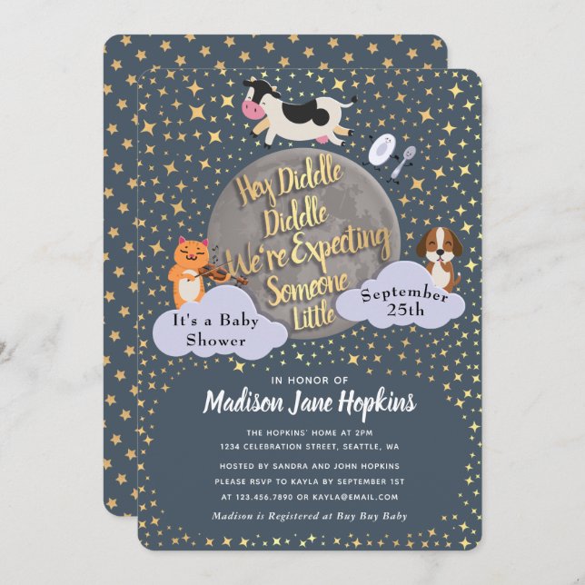 Cute Nursery Rhyme Baby Shower Invitation (Front/Back)