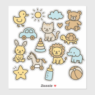 Cute Nursery Toys Sticker Pack – Baby Room & Kids