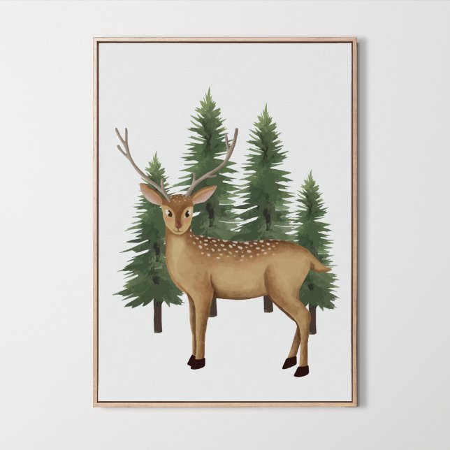 Cute Nursery Woodland Animal Wall Art Decor  (Cute Nursery Woodland Animal Wall Art Deco, deer, forest, tree)