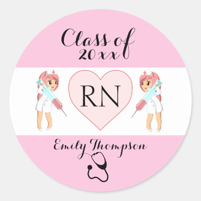 Cute Nurses Classic Round Sticker (Front)