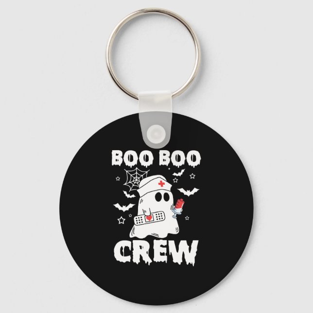 Cute Nursing Boo Boo Crew Halloween Nurse Ghost Key Ring (Front)